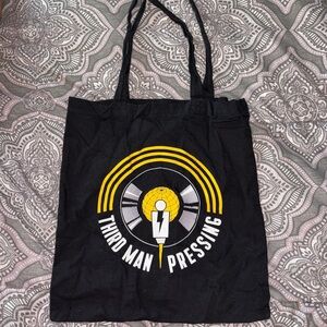 NWOT Third Man Records Black Canvas Tote Bag with Yellow Logo